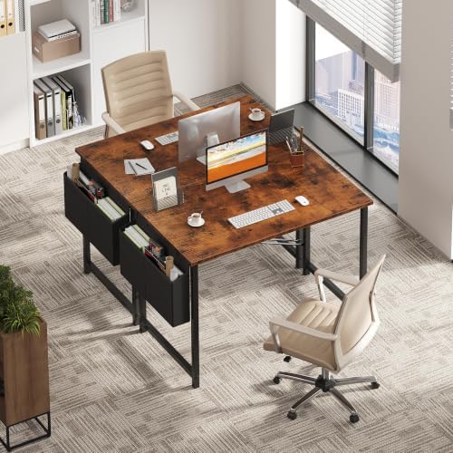 OLIXIS Small Computer Desk, 40 Inch Gaming Desks for Home Office, Brown