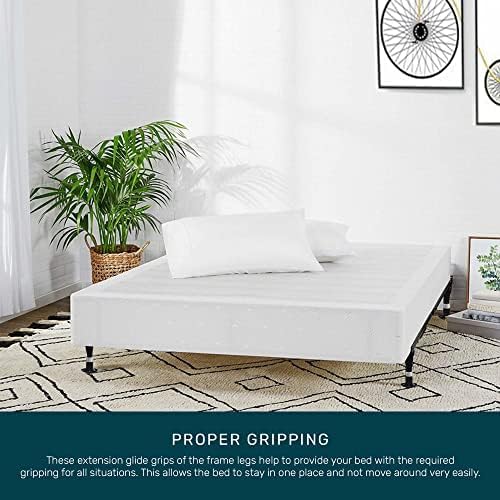 Greaton, Advanced Steel Bed Frame with Extension Glide | Re-Rolled Rail Steel Provides Strength and Durability, Double Riveted Steel Legs, Canoe Clips to Secure Cross Arms, Fits Twin