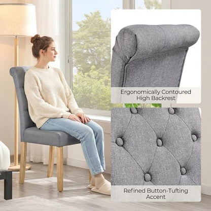 Yaheetech Dining Chairs Set of 4 Modern Upholstered Parson Chairs Dark Gray
