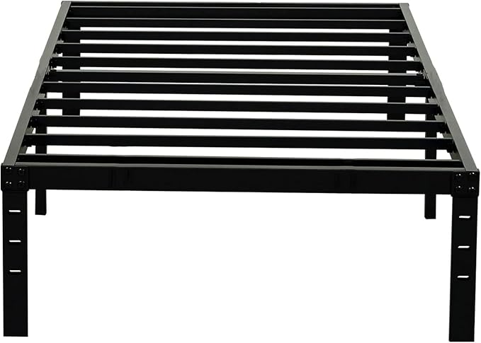 Wulanos Twin Size Bed Frame 18 inches Tall, 3500lbs Heavy Duty Metal Platform with Steel Slats Support, No Box Spring Needed, Sturdy and Noise-Free, Black