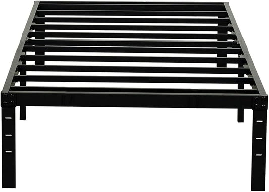 Wulanos Twin Size Bed Frame 18 inches Tall, 3500lbs Heavy Duty Metal Platform with Steel Slats Support, No Box Spring Needed, Sturdy and Noise-Free, Black