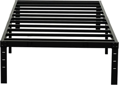 Wulanos Twin XL Bed Frame 18 inch Tall, 3500lbs Heavy Duty Metal Platform with Steel Slats Support, 18-inch Bedframe with Ample Storage, No Box Spring Needed, Sturdy and Noise-Free, Black