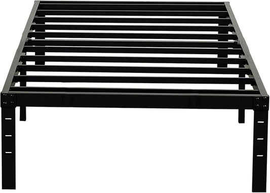 Wulanos Twin XL Bed Frame 18 inch Tall, 3500lbs Heavy Duty Metal Platform with Steel Slats Support, 18-inch Bedframe with Ample Storage, No Box Spring Needed, Sturdy and Noise-Free, Black
