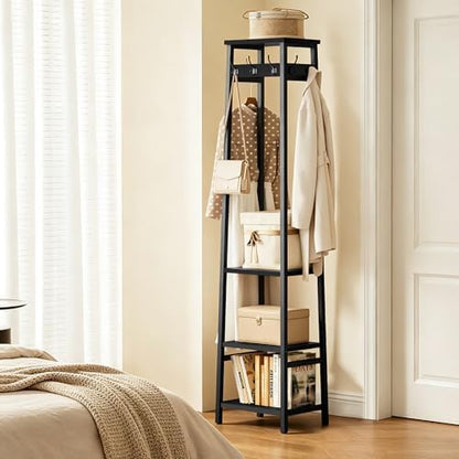 Coat Rack Freestanding with 3 Shelves and 7 Hooks
