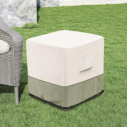 Bitubi Waterproof Patio Ottoman Cover, Heavy Duty Square Outdoor Side Table Furniture Covers Size 22L x 22W x 18H inch (Beige)