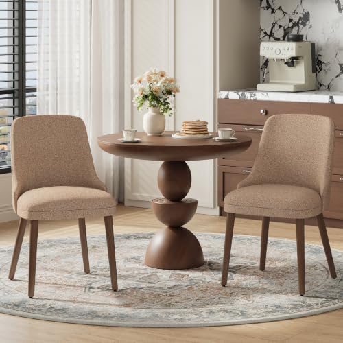 MALOL Upholstered Dining Chairs Set of 2 with High-Back, Light Camel