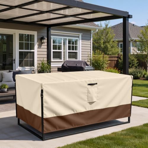 Smiry Waterproof Patio Furniture Cover 136L x 74W x 28H, Beige & Brown