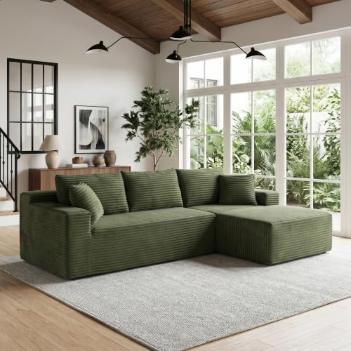 AUGOP Sectional Couches for Living Room Modern Modular Sofa with L-Shape Couchs Upholstered Boneless Couch Deep Seat Sectional Couch with Chaise