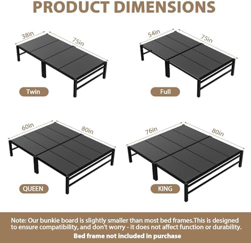 Heavy Duty Bunkie Board Full Size 54" x75'', 10MM Bed Support Board