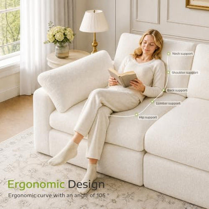 Homkdom 111.5" Cloud Couch, Modular Sectional Sofa for Living Room, White