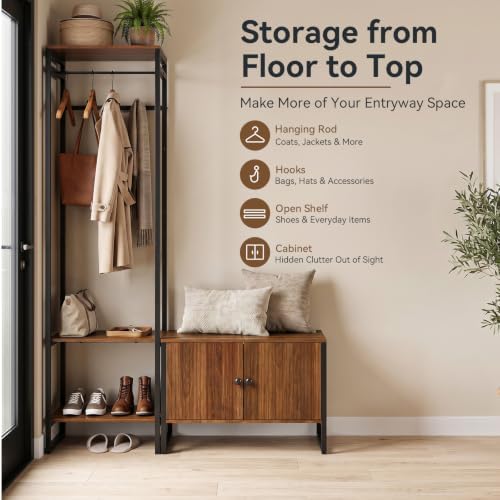 43.4’’W Hall Tree with Storage,Mudroom Bench with Storage and Hooks