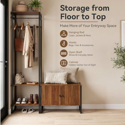 43.4’’W Hall Tree with Storage,Mudroom Bench with Storage and Hooks