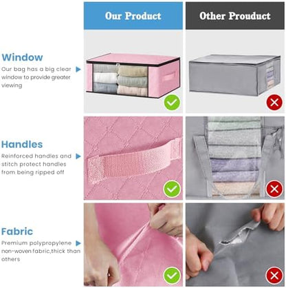 HomeHacks 10-Pack Clothes Organizer Storage Bags, 35L Storage Bins, Pink