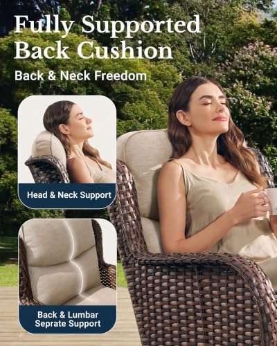 Oversized 3-Seater Outdoor Sofa with High Back and 6-Inch Cushions