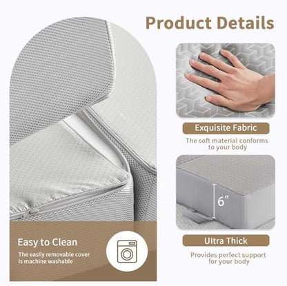 CYMULA Folding Mattress Single Size,6" Tri-Fold Floor Mat for Naps,Grey