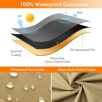 WLEAFJ Patio Chaise Lounge Cover Waterproof, Heavy Duty Outdoor Lounge Chair Covers, Durable Patio Furniture Covers, 78L x 34W x 32H inch - 2 Pack, Khaki