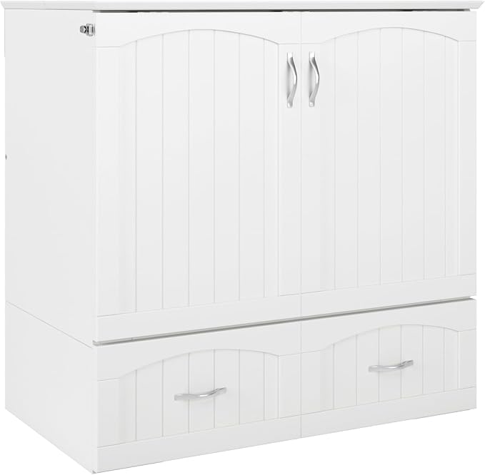 AFI, Southampton Murphy Bed Chest Twin XL with 6" Mattress, Storage Drawer & Built-in USB Charger, White