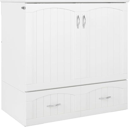 AFI, Southampton Murphy Bed Chest Twin XL with 6" Mattress, Storage Drawer & Built-in USB Charger, White