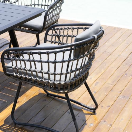 Pellebant 7 Piece Outdoor Dining Set for 6, Aluminum Table & Wicker Chairs