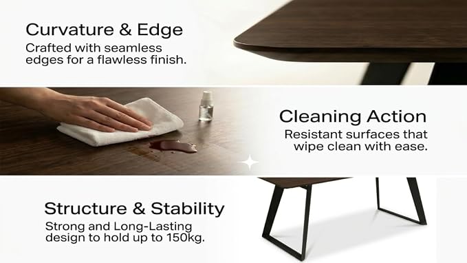 ZckyCine 63‑78.7 Inch Extendable Dining Table, Rectangular Tabletop with Black Metal Legs for 6‑8 People