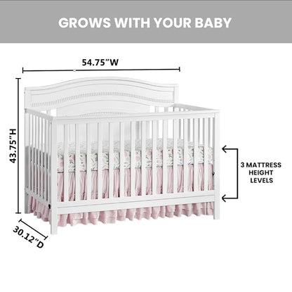 Oxford Baby Briella 4-in-1 Convertible Baby Crib, White, GreenGuard Gold Certified