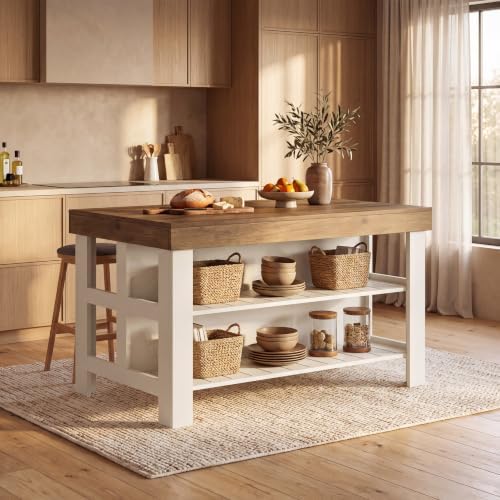 Tribesigns Kitchen Island with Storage Shelves