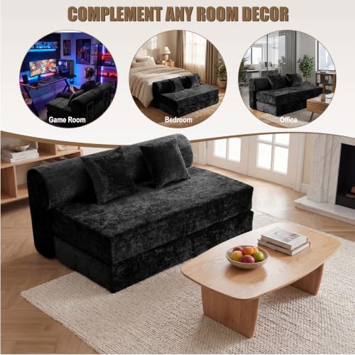 59.1" Convertible Sofa Bed, Trifold Boneless Couch for Living Room