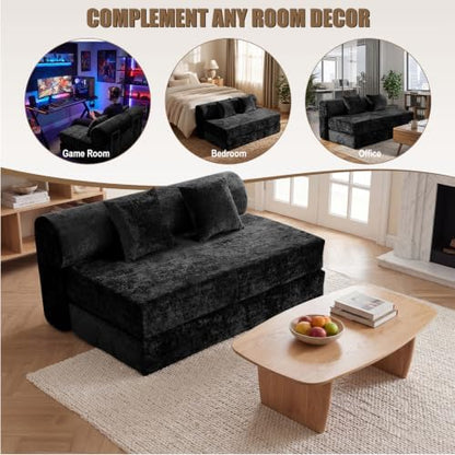 59.1" Convertible Sofa Bed, Trifold Boneless Couch for Living Room