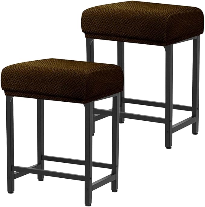 Levoberg Bar Stool Cover Rectangle Stretch Counter Height Barstool Slipcovers Rectangular Vanity Stool Cover Kitchen Counter Saddle Seat Cover for Wooden Metal Bench Set of 2 Coffee