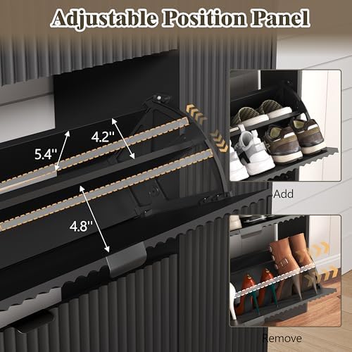 Shoe Cabinet Storage for Entryway with 3 Drawers & Side Cabinet, Black