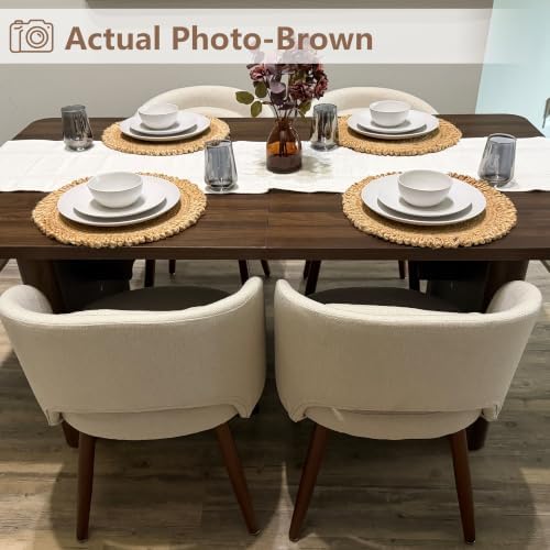 GarveeHome Rectangular 63"-82.7" Extendable Dining Table with Round Corner