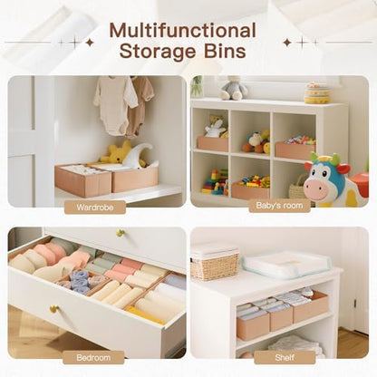 Drawer Organizer Clothes, 21 Pack Dresser Organizer for Baby Clothes, Underwear, Sock - Foldable Closet Organization and Storage Dividers Bins for Nursery, Bedroom (Brown)