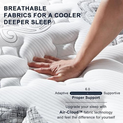 Queen Mattress 12 inch, Hybrid Queen Size Mattress in a Box, Individually Wrapped Coils & Gel Memory Foam for Back Support, Pressure Relief & Motion Isolation, Medium Firm, 365 Nights Trial
