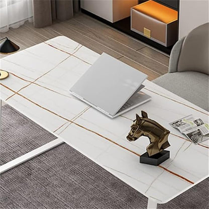 LAKIQ Modern Stone Writing Desk Home Office Working Table Desktop Computer Desk Home Writing Table-Table Only(Gold,39.4" L x 23.6" W x 29.5" H)