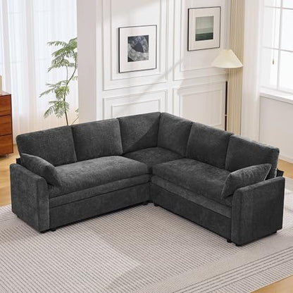 85" Sectional Couches with Comfy Deep Dual-Layer Cushion, 5 Seater L Shaped Couch, Modern Modular Sofa, Chenille Sofas for Living Room, Apartment, Grey