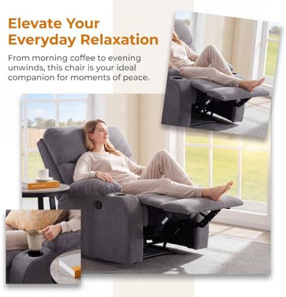 NicBex Manual Lounge Recliner Chair with Cup Holders & Phone Holder, Gray