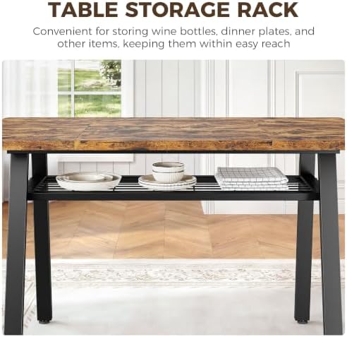 IRONCK 63 Inch Dining Table for 6-8, Kitchen Table with Storage Rack