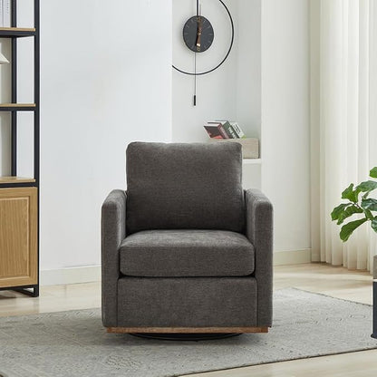 Swivel Accent Chair Set of 2, 360 Degree Square Swivel Barrel Chair for Living Room, Mid Century Modern Upholstered Accent Chair,Comfy Barrel Armchairs for Bedroom,Chenille, Charcoal Black