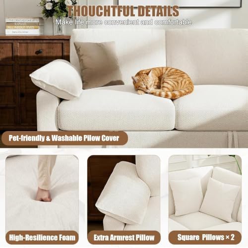 L Sleeper Sofa 109" Modular Sectional Sofa with Pull Out Bed, Beige