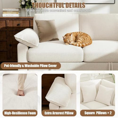 L Sleeper Sofa 109" Modular Sectional Sofa with Pull Out Bed, Beige