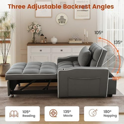 5 in 1 Convertible Sleeper Chair, Sofa Bed with Holder, Dark Gray