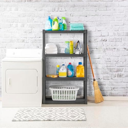 Sterilite 4 Shelf Unit, Heavy-Duty Plastic Storage & Utility Shelving Rack