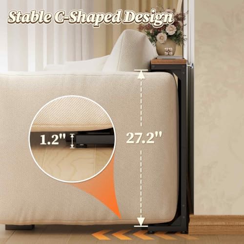 Huuger 110.2-133.8'' Extendable Behind Couch Table with Outlets