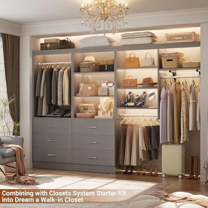 Aheaplus 23.6" Closet Drawers System, Closet System with 3 Drawers, Grey