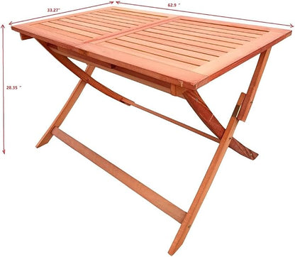 LICOME Patio Furniture Dining Set for 4 - Foldable Outdoor Table & Chairs, Space-Saving Patio Dining Set, Ideal for Outdoor Seating (Oak + Solid Wood)