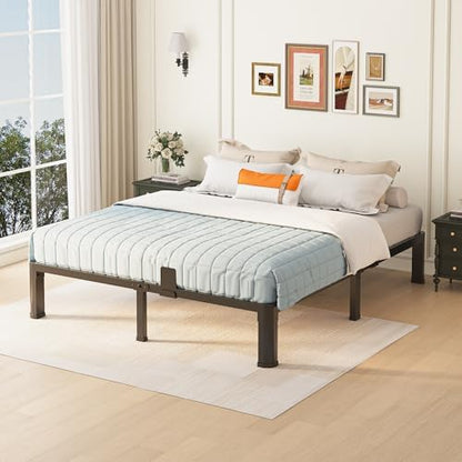 Yitong Angel 10 inch Queen Bed Frame with Round Corner Legs Mattress Slide Stopper,Low Profile Heavy Duty Metal Platform,Steel Slats Support,No Box Spring Needed,Easy Assembly,Noise Free