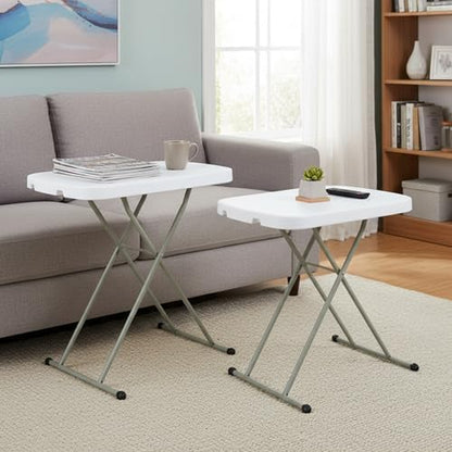 Lavish Home Indoor & Outdoor Portable Folding Table Set of 2, White, 25.5”