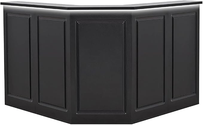 Dir Reception Area Counter, Receptionist Desk, Lobby Check-in Desk with LED Lights Valencia, Black-112
