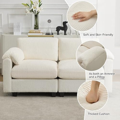 Modular Sectional Sofa, 117'' Oversized Deep Seat U Shaped Couch, Beige