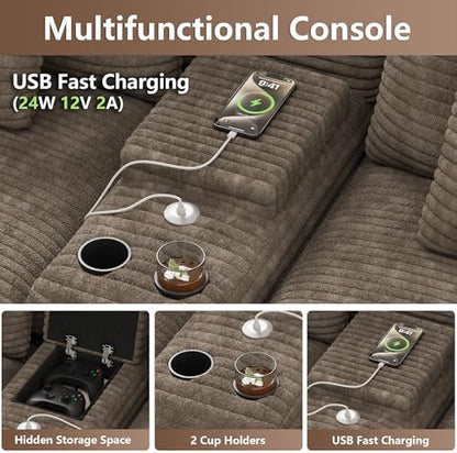 151" Oversized Cloud Sectional Couch for Living Room, Brown